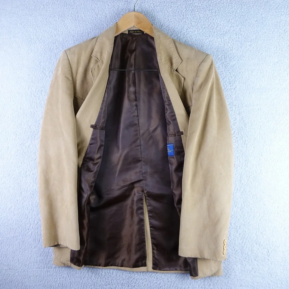 Circle S Dallas Texas Mens Tan Faux‎ Suede Western Blazer Sport Coat 40R